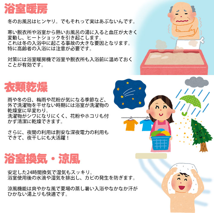 浴室暖房 衣類乾燥 浴室換気・涼風